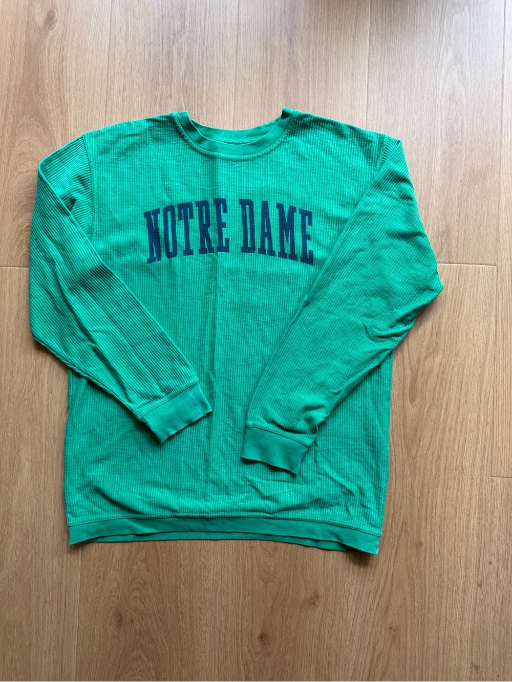 Green 'NOTRE DAME' Long Sleeve Sweater